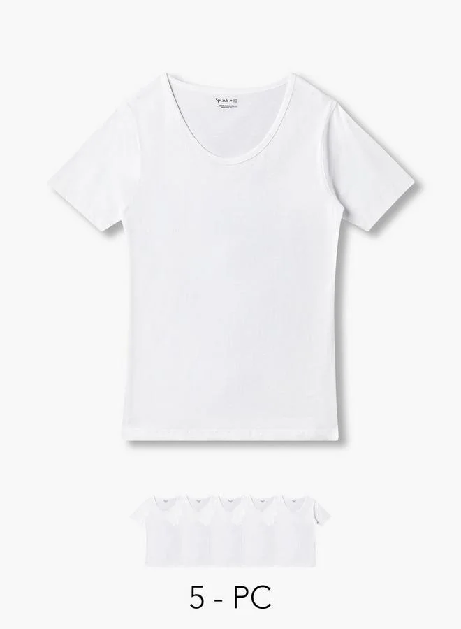 سبلاش فيڤ Men Short Sleeves Cotton Vest - Pack of 5